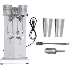 Milk Shake Machine, 180W Double Head Electric Milkshake Maker with 800ml Cups Commercial Milkshake Mixer with Ice Shovel Cleaning Brush in Kuwait