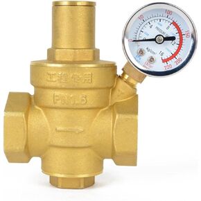 Adjustable DN40 Water Reducing Valve 1 1/2" Female Thread Brass Pressure Gauge Regulator Valves with Gauge Meter(Valve with Gauge) in Kuwait