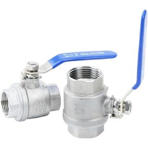 2PCS 1/2" 1-1/2" Female Thread 304 Stainless Steel Two Piece 2P Ball Valve for Water Oil Gas(1") in Kuwait