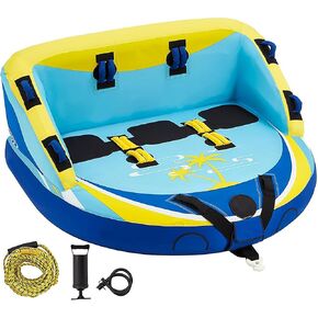 3 Person Towable Tube for Boating, Inflatable Water Sports Towables for Boats to Pull 1-3 Rider, Sofa Style Boat Tube with Dual Front and Back Tow Points, Including Nylon Tow Rope and Air Pump in Kuwait