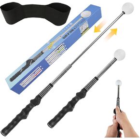 Retractable Golf Swing Training Aid with Arm Band, Golf Grip Trainer for Indoor Outdoor Practice, Portable Club Grips with Click Sound for Beginners and All Skill Levels in Kuwait