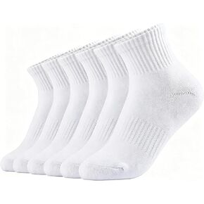Aimery 6 pairs of women's ankle white Crew mid-tube socks, cotton gym sports mini sailor socks, soft, durable, hygroscopic, suitable for sports and daily use in Saudi Arabia