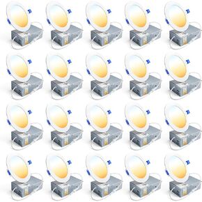 Ensenior 36 حزمة 6 بوصات LED غائرة، قابلة للتعتيم، 2700K-5000K 5CCT، 1200LM سطوع عالي، 12W 120V، تقييم رطب، ضوء سقف رقاقة رفيع للغاية بدون غطاء - ETL & FCC & IC in Kuwait