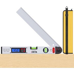 منقلة مكتشف الزوايا الرقمية من BINTA 0-225 درجة أداة قياس عالية الدقة من الألومنيوم مع شاشة LCD بإضاءة خلفية وحقيبة تخزين لمستويات الفقاعات العمودية الأفقية للأعمال الخشبية والبناء والنجارة باللون الفضي in Kuwait