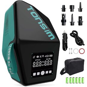 مضخة لوح التجديف الكهربائية Tonsim 20 رطل لكل بوصة مربعة، مضخة SUP قابلة لإعادة الشحن مع 4 أوضاع، نفخ وتفريغ مزدوج المرحلة، موصل سيارة 12 فولت تيار مستمر، إيقاف تلقائي لألواح التجديف، قوارب الكاياك والخيام، أسود in Kuwait