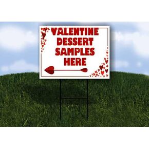 Valentine Dessert Samples Here Red Frame With Hearts Up Arrows A-Frame Single Sided 23x23 in. sign in Kuwait