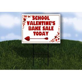 School Valentine’S Bake Sale Today Red Frame With Hearts Up Arrows A-Frame Single Sided 23x23 in. sign in Kuwait