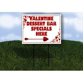 Valentine Dessert Bar Specials Here Red Frame With Hearts Up Arrows A-Frame Single Sided 23x23 in. sign in Kuwait