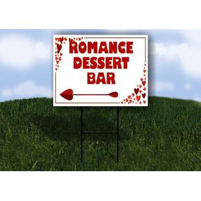 Romance Dessert Bar Red Frame With Hearts Up Arrows A-Frame Single Sided 23x23 in. sign in Kuwait