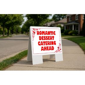 Romantic Dessert Catering Ahead Red Frame With Hearts Directional Arrows A-Frame Double Sided 23x23 in. sign in Kuwait