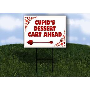 Cupid’S Dessert Cart Ahead Red Frame With Hearts Directional Arrows A-Frame Double Sided 23x23 in. sign in Kuwait