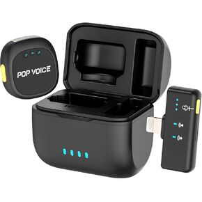 ميكروفون PoP voice Mini لأجهزة iPhone Android، ميكروفون لاسلكي مزود ببطارية 40HH، وإلغاء الضوضاء، وميكروفون مغناطيسي ومشبك على ميكروفون Lavalier للفيديو in Kuwait