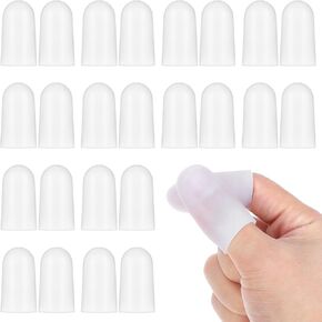 26Pcs Silicone Finger Cots, Rubber Finger Protectors, Gel Fingers Cot Caps Cover Sleeves, Thumb Guard for Cracking, Calluses, Blisters, Arthritis, Trigger, Hangnail Pain Relief(White) in Kuwait
