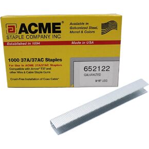 دبابيس فولاذية مجلفنة 37A، طول ساق 9/16 بوصة، تاج 3/8 بوصة للتركيب بدون سحق للأسلاك المحورية والقطط والجرس والثرموستات، 1000/صندوق in Kuwait