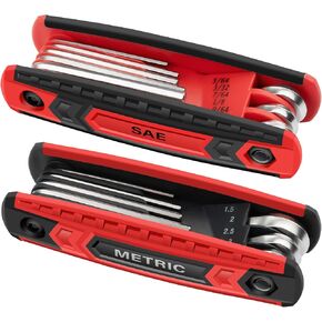 مجموعة مفاتيح ألين من DIYSELF مكونة من 17 قطعة لإصلاح منزل الرماية بالدراجة، متري وSAE، مجموعة مفاتيح سداسية قابلة للطي للباب، والتخلص من القمامة، أداة مفتاح ألين للكهربائيين الرجال والأب والزوج in Kuwait