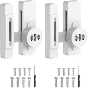 Keyless Cabinet Combination Lock - 90/180 Degree Sliding Closet Door Lock for Pantry, Barn, Cupboard, Drawer - Zinc Alloy Mechanical Password Latch, Anti-Theft & Sturdy (1, White) in Saudi Arabia