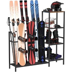 sogiv 4-Tier Freestanding Snowboard Rack, Ski Storage Rack, Ski Holders, Floor Stand Ski Organizer, Ski & Snowboard Rack Organizer for Garage, Home, Basement, Shed Ski Enthusiasts in Kuwait