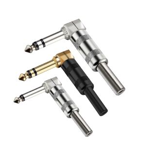 2 قطعة الزاوية اليمنى 6.35 مللي متر ستيريو ذكر التوصيل سلك موصل 1/4 بوصة تأثيرات ستيريو دواسة ميكروفون موصل (أسود 3 القطب x2 قطعة) in Kuwait