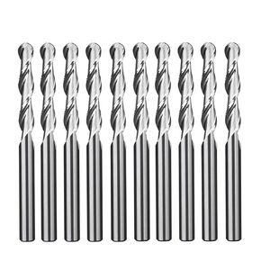10pcs 3.175mm Shank Ball Nose End Mill 2 Flutes Spiral Milling Cutter CNC Carving Router Bit(3.175x2x12) in Kuwait