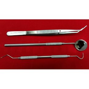 NEW GERMAN GRADE Basic Dental Instruments Set Mouth Mirror Explorer NO 5 Cotton Plier in Kuwait