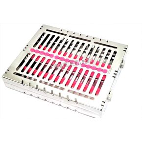 1 German Dental Autoclave Sterilization Cassette Tray for 15 Instrument 8.25X7.25X1.25" Pink CYNAMED in Kuwait