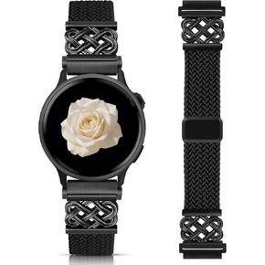 Minyee 20mm Magnetic Braided Nylon Band Compatible with Garmin Vivoactive 6/Vivoactive 5/3/3 Music Elastic Bracelet, Dressy Celtic Knot Fancy Stretchy Strap for Venu Sq 2/Forerunner 55/165/245/645 in Kuwait