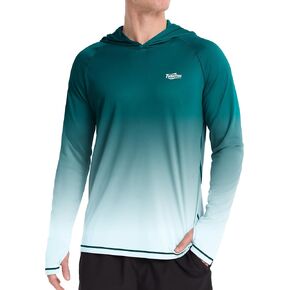 هودي رجالي طويل الأكمام للحماية من الأشعة فوق البنفسجية، قميص صيد بغطاء للرأس بعامل حماية من الأشعة فوق البنفسجية 50+، خفيف الوزن للسباحة والجري والمشي لمسافات طويلة وواقي من الطفح الجلدي in Kuwait