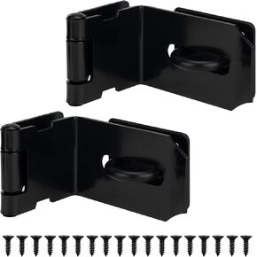 مزلاج بمشبك للباب بزاوية 90 درجة، مشبك قفل أمان من الفولاذ المقاوم للصدأ مقاس 4 بوصات، مناسب للأبواب ذات الزاوية اليمنى الداخلية والخارجية / أبواب الدفع / الانزلاق / الحظيرة، أسود، عبوة واحدة in Kuwait