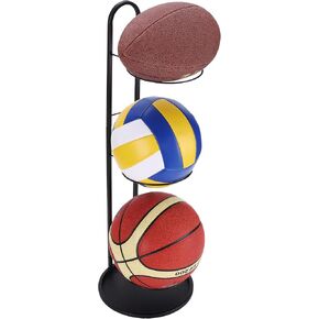 Navaris Football Stand - Sport Ball Storage Rack - Sports Equipment Display Stands - Ideal for Garages, Gyms, Entrances - Ball Holder for Football, Basketball & More - 70 x 24.5 cm in Kuwait