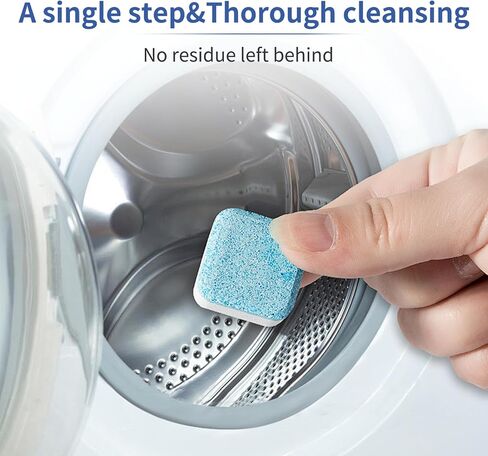 Washing Machine Cleaner Tablets - 24 Tabs (2x12 Pack), 1 Year Supply Deep Cleaning for HE Front Load & Top Load Washers, Septic Safe Eco-Friendly Deodorizer for Drum and Tub Seal in Saudi Arabia