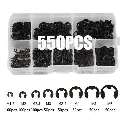 550pcs E Clip Snap Circlip Washer 65Mn Black Steel Shaft External Retaining Ring Washer for Shaft M1.5 M2 M2.5 M3 M3.5 M4 M5 M6 in Saudi Arabia