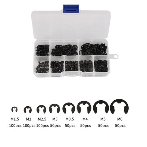 550pcs E Clip Snap Circlip Washer 65Mn Black Steel Shaft External Retaining Ring Washer for Shaft M1.5 M2 M2.5 M3 M3.5 M4 M5 M6 in Saudi Arabia