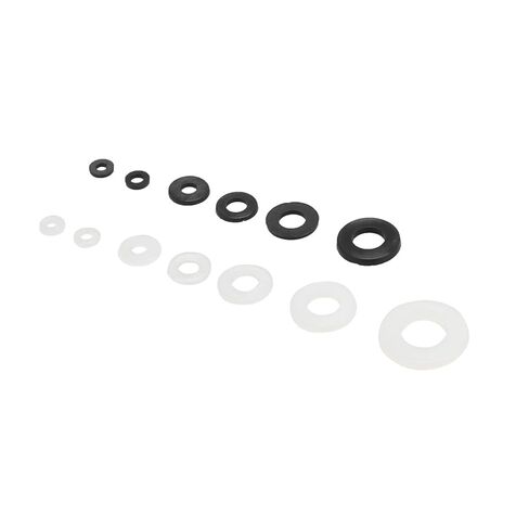 500pcs Flat Washer Gasket Set M2 M2.5 M3 M4 M5 M6 M8 Plastic Sealing O-Rings Spacer Assortment Kit Fastener White Black(White) in Saudi Arabia