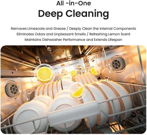 أقراص تنظيف غسالة الأطباق - 30 عبوة منظف ومزيل للروائح الكريهة - تكفي لمدة 15 شهرًا لغسالة الأطباق بالماء العسر، أقراص غير سامة للأطباق، آمنة للصرف الصحي ومزيل للروائح الكريهة، رائحة الليمون in Kuwait