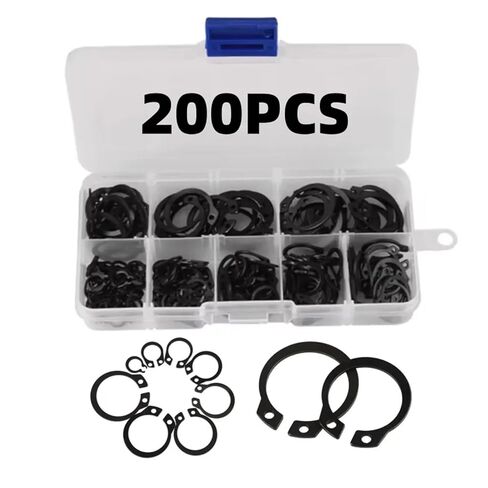 200pcs C-Clip Washers Kit M6-M20 Internal & External Retaining Circlips Snap Retaining Rings Carbon Steel Retaining Circlips in Saudi Arabia