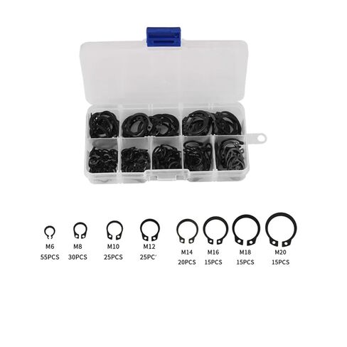 200pcs C-Clip Washers Kit M6-M20 Internal & External Retaining Circlips Snap Retaining Rings Carbon Steel Retaining Circlips in Saudi Arabia