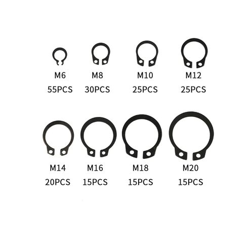 200pcs C-Clip Washers Kit M6-M20 Internal & External Retaining Circlips Snap Retaining Rings Carbon Steel Retaining Circlips in Saudi Arabia