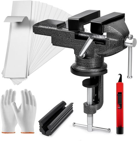 مجموعة أدوات تثبيت قبضة نادي الجولف - مجموعة أدوات إزالة قبضة الجولف تتضمن ملزمة طاولة محمولة دوارة 360 درجة، و13 شريطًا مزدوج الجوانب (2 بوصة × 10 بوصة)، وسكين خطاف لإعادة قبضة مقابض الجولف (بدون مذيب) in Kuwait