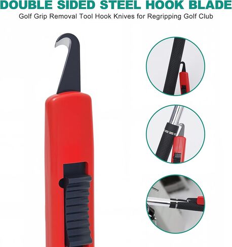 مجموعة أدوات تثبيت قبضة نادي الجولف - مجموعة أدوات إزالة قبضة الجولف تتضمن ملزمة طاولة محمولة دوارة 360 درجة، و13 شريطًا مزدوج الجوانب (2 بوصة × 10 بوصة)، وسكين خطاف لإعادة قبضة مقابض الجولف (بدون مذيب) in Kuwait