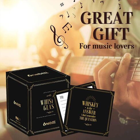 Music Whiskey Glass for Men, Him, Male - Black Music Note Design - Musician Gifts, Musical Gift, Piano Gifts for Music Lovers - Classic Unique Musical Decor - 11oz/325ml in Kuwait