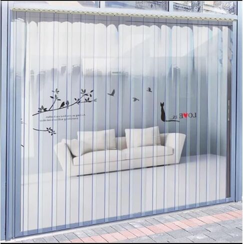 ستارة باب شريطية بديلة من الفينيل PVC الشفاف للمستودعات والمجمدات والمبردات - مقاومة للماء، شديدة التحمل، صديقة للحيوانات الأليفة - مقاس W180xH270cm (70.86x106.3in) in Kuwait