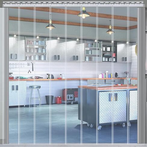 ستارة شريطية شفافة من PVC للمداخل - شرائط أبواب بلاستيكية عازلة ناعمة لمحلات السوبر ماركت والجراجات والمستودعات والحظائر (W90xH250cm/35.43x98.43in) in Kuwait