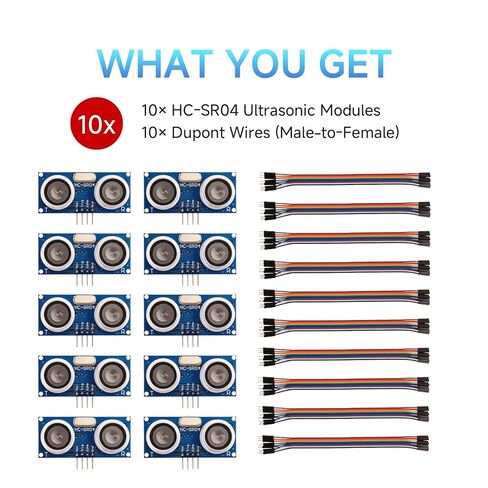 10 قطع HC-SR04 مجموعة مستشعر المسافة بالموجات فوق الصوتية مقاومة للماء عالية الدقة واستهلاك منخفض للطاقة مدمج لـ Ar duino U NO M EGA Rasp Berry P i عالي الدقة روبوت X Bee Zig Bee مع 10 أسلاك Du pont in Kuwait