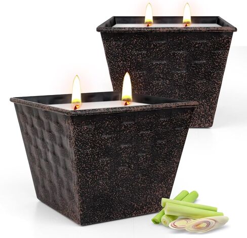 Citronella Candles Outdoor Large - 3 x 12oz 3-Wick Tin Candle for Home Patio up to 240 Hours Burning, Natural Soy Wax Lemograss Candle Bulk for Outside Garden Yard Balcony, Summer Camping Huge Candle in Kuwait