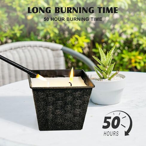 Citronella Candles Outdoor Large - 3 x 12oz 3-Wick Tin Candle for Home Patio up to 240 Hours Burning, Natural Soy Wax Lemograss Candle Bulk for Outside Garden Yard Balcony, Summer Camping Huge Candle in Kuwait