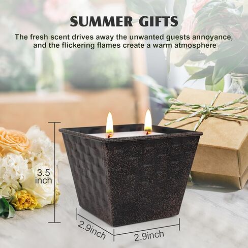 Citronella Candles Outdoor Large - 3 x 12oz 3-Wick Tin Candle for Home Patio up to 240 Hours Burning, Natural Soy Wax Lemograss Candle Bulk for Outside Garden Yard Balcony, Summer Camping Huge Candle in Kuwait