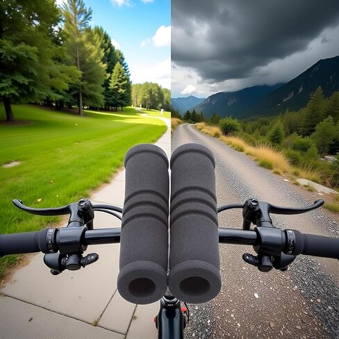 1 Pair Bicycle Handlebar Grip Bicycle Motorcycle Antis Super Light Soft Foam Sponge Handle Grip Cover Bike Grips Black Handlebar Grips in Kuwait