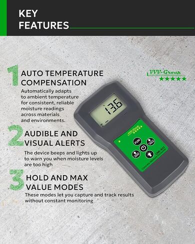 Concrete Moisture Meter CME- 822 – Digital Moisture Meter for Concrete, Floors, Walls, Gypsum – Non-Destructive Concrete Moisture Sensor (CME-822 with PU Case) in Kuwait