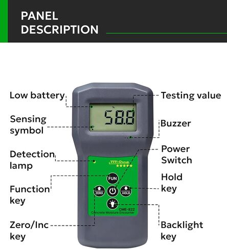 Concrete Moisture Meter CME- 822 – Digital Moisture Meter for Concrete, Floors, Walls, Gypsum – Non-Destructive Concrete Moisture Sensor (CME-822 with PU Case) in Kuwait