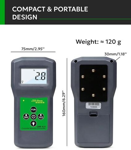 Concrete Moisture Meter CME- 822 – Digital Moisture Meter for Concrete, Floors, Walls, Gypsum – Non-Destructive Concrete Moisture Sensor (CME-822 with PU Case) in Kuwait